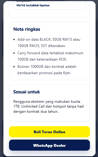 Paparan sebenar nota dan butang tindakan pelan dalam eFlyersXOX